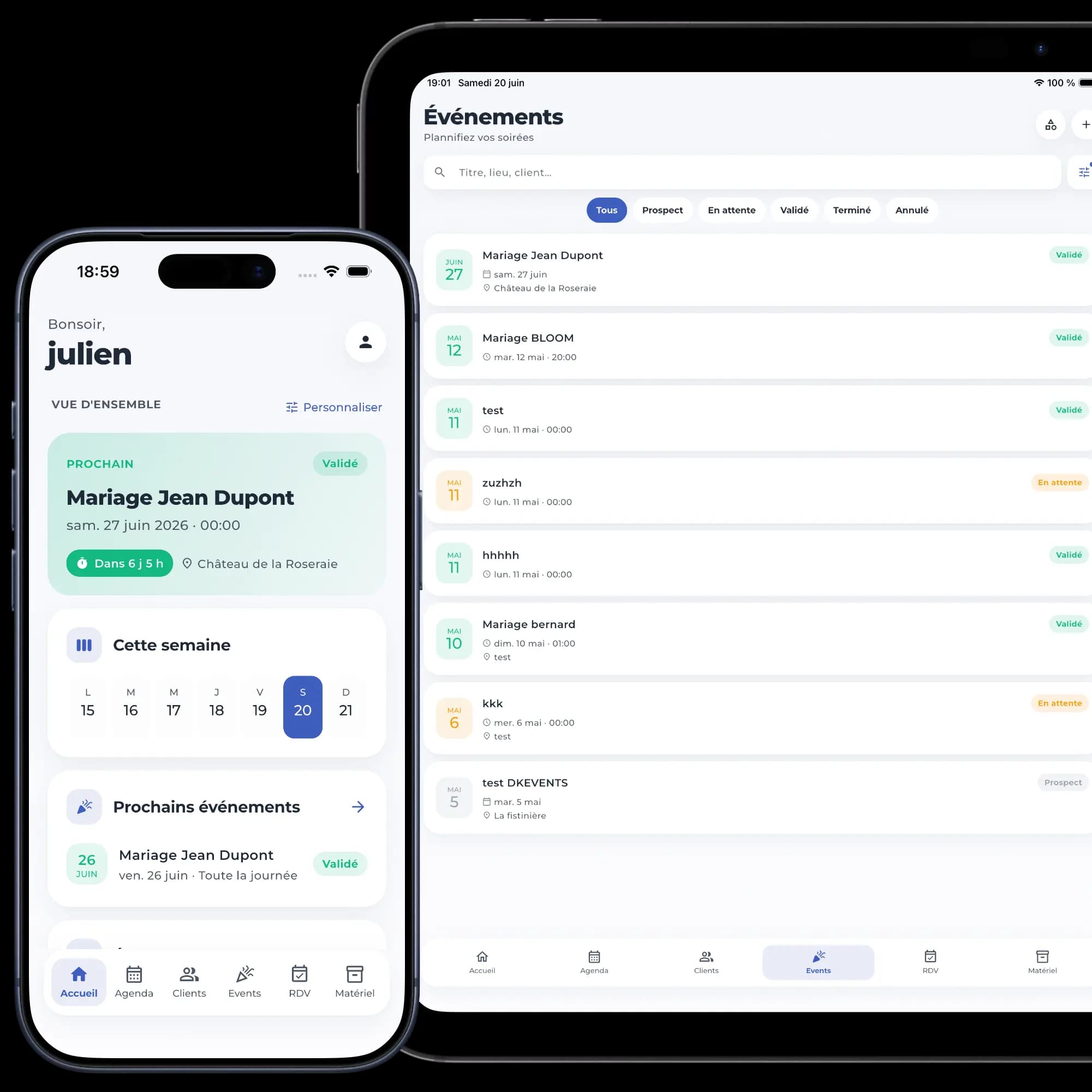 Application mobile MyDJ CRM sur iPhone et iPad