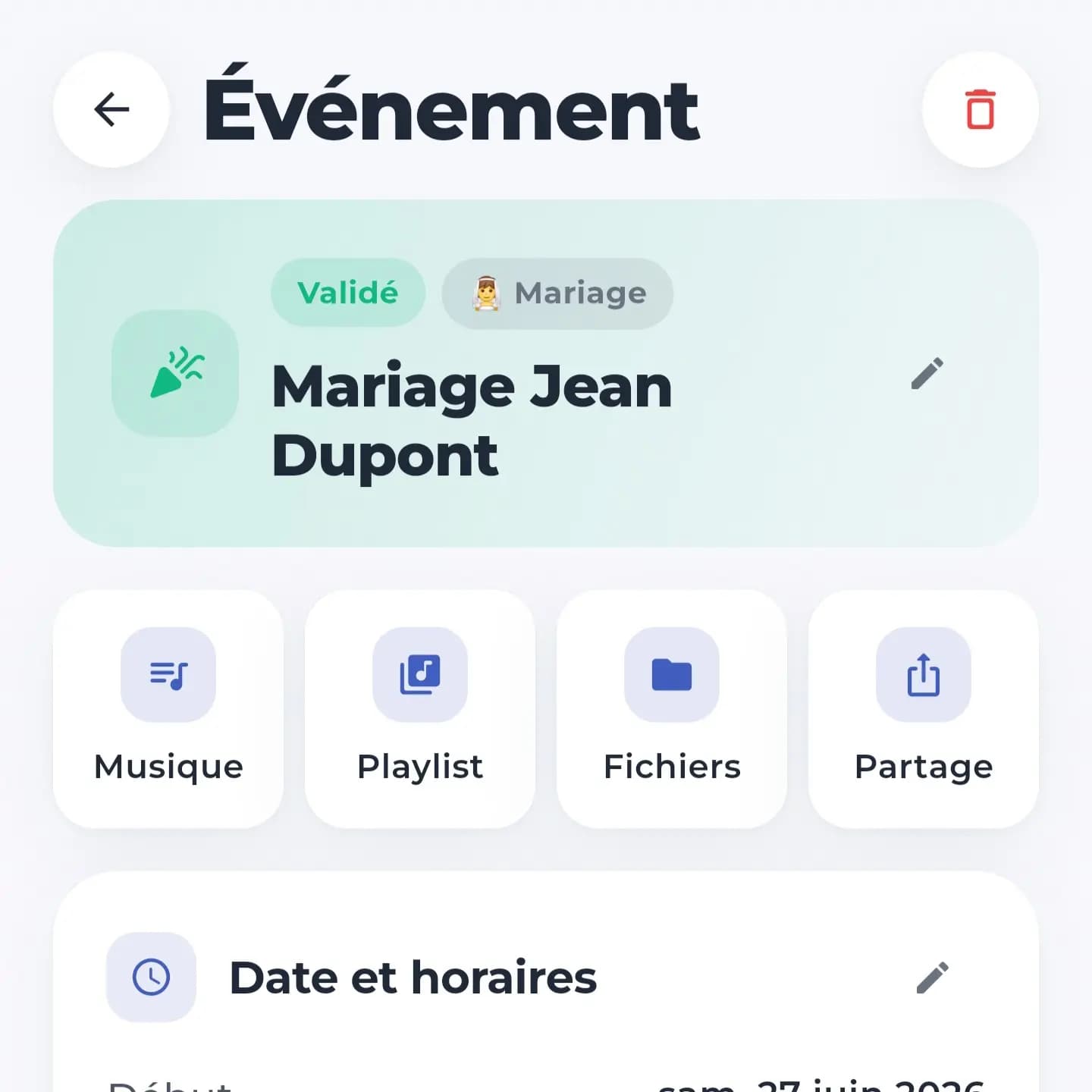 Gestion des événements